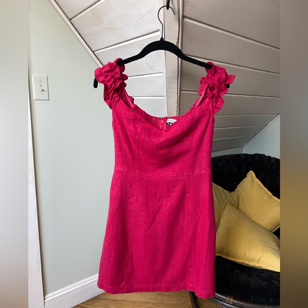 Abercrombie & Fitch Linen Blend Minidress Size S Fuchsia Pink - Picture 3 of 12